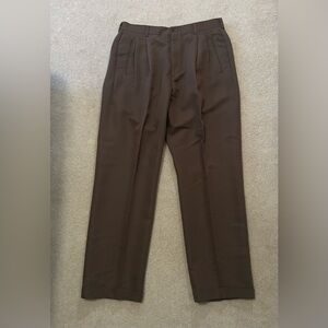 Vintage Haggar Men’s Brown Pleated Front Cuffed Dress Pants